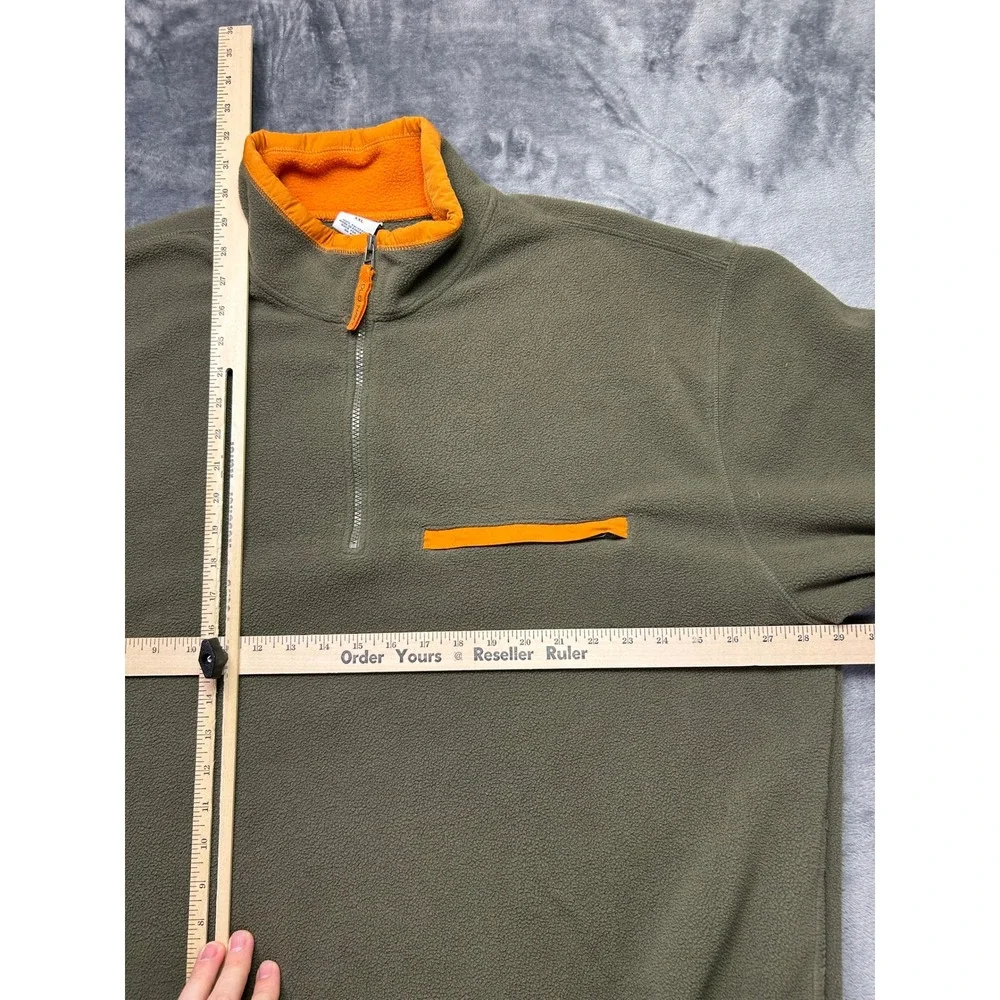 Vintage 1999 Old Navy Fleece Pullover XXL Green Orange 1/4‎ Zip Minimal GORP
